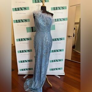 Portia and Scarlett Asymmetrical Blue Sequin Dress